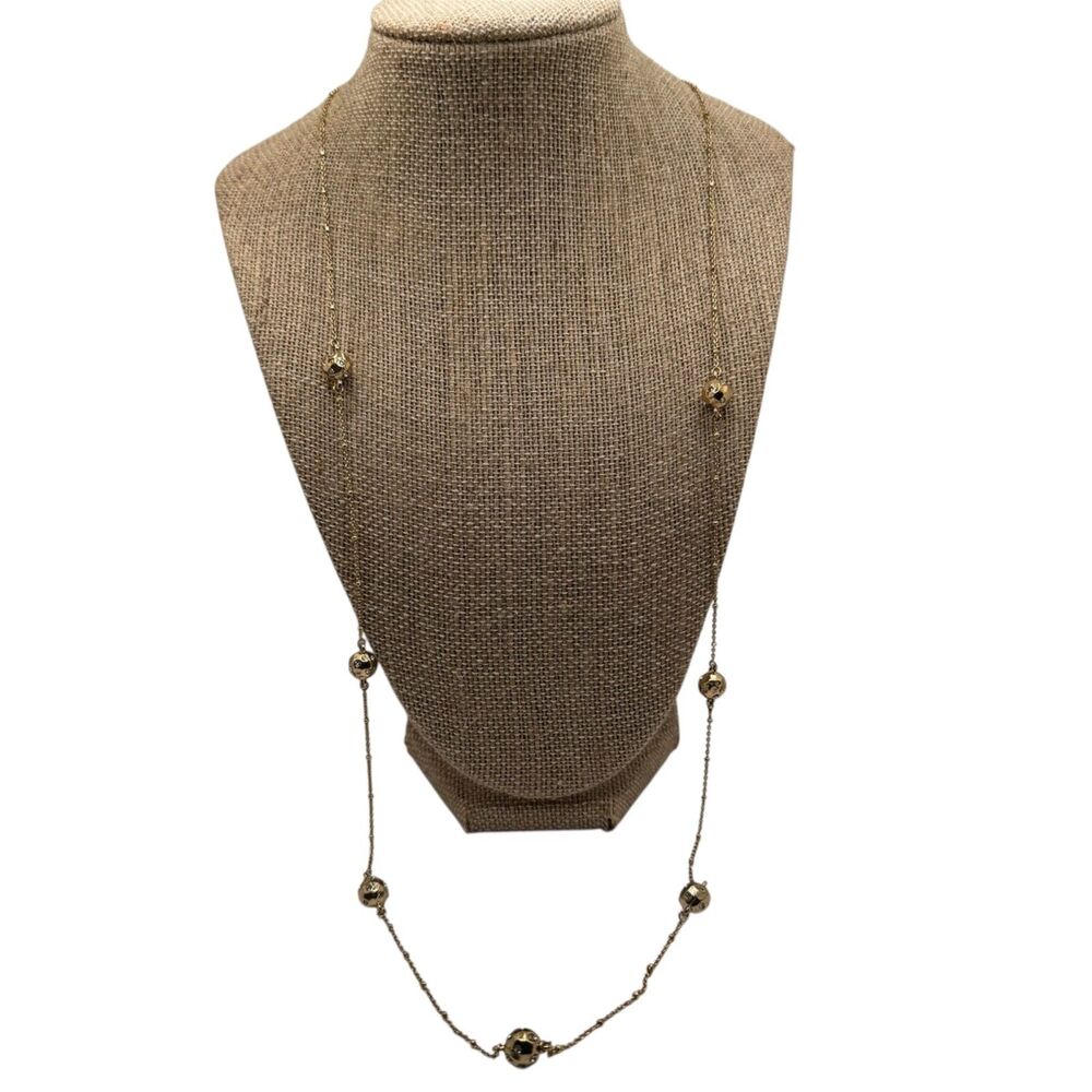Ann Tyler Faceted Gold Tone Bead Necklace Inspired With Small Clear Crystals